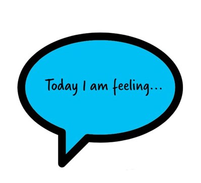 Blue speech bubble saying 'Today I am feeling...'