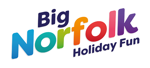 Big Norfolk Holiday Fun Logo, in black lettering with Norfolk in rainbow colours.